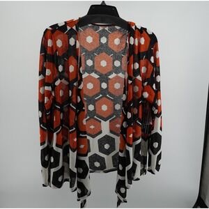 Investments Petites Soft Separates Geometric Honeycomb Cardigan Orange Black PXL